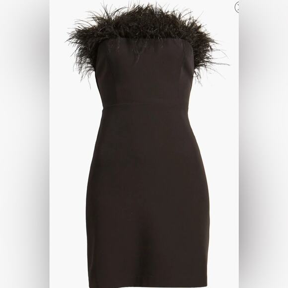 NWT SAM EDELMAN Feather Trim Strapless Minidress Sz 6 - Picture 4 of 7